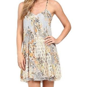 Sanctuary multicolored boho mini pleated sleeveless dress size M